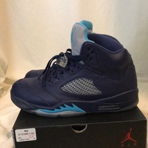 Air Jordan 5 Midnight Navy/Trqs Blue-Wht Size 8.5
